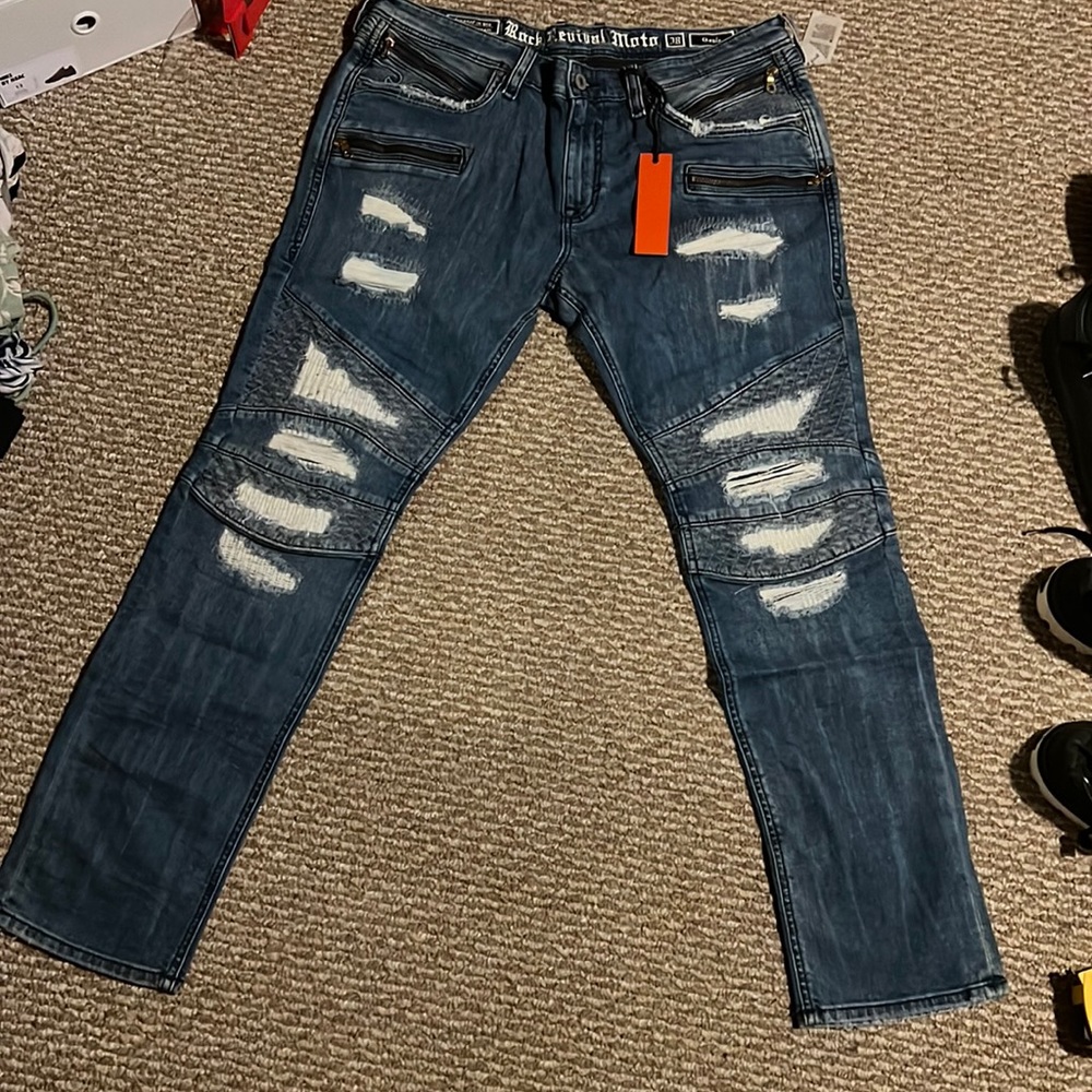 Rock Revival Biker Jeans Size: 38w Length: 30